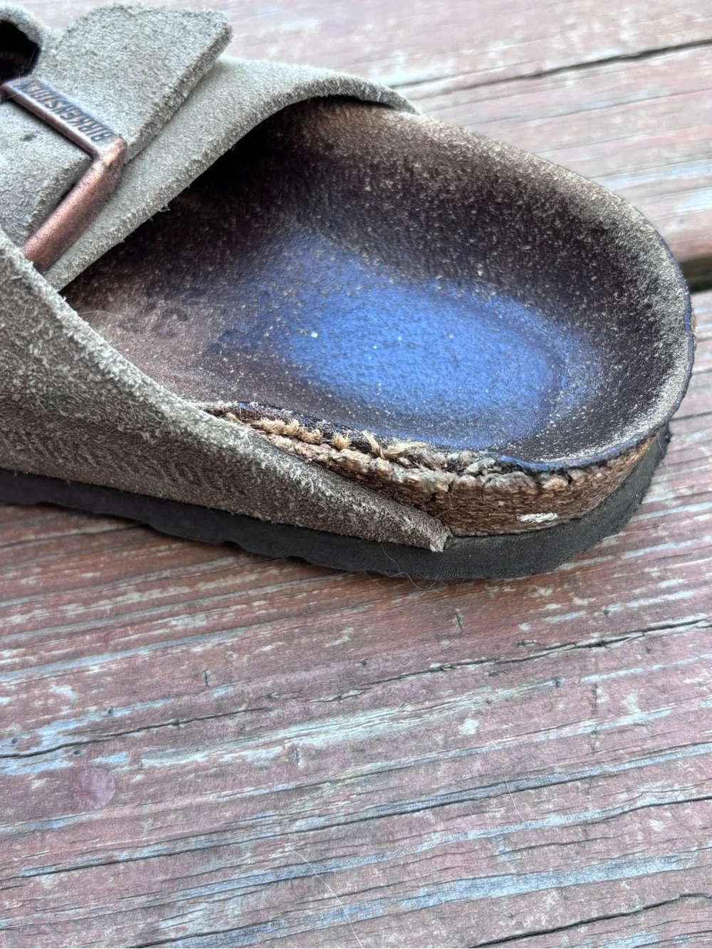 Birkenstock Arizona Suede Two-Strap Sandals — Olive/Gray 37